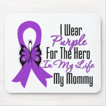 Pancreatic Cancer Ribbon My Hero My Mommy Mouse Pads