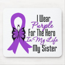 Pancreatic Cancer Ribbon My Hero My Sister Mouse Mats