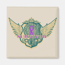 Pancreatic Cancer Survivor Vintage Winged Refrigerator Magnets
