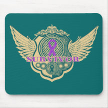 Pancreatic Cancer Survivor Vintage Winged Mousepad
