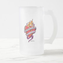 Pancreatic Cancer Tattoo Heart Coffee Mugs