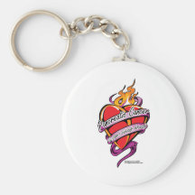 Pancreatic Cancer Tattoo Heart Key Chains