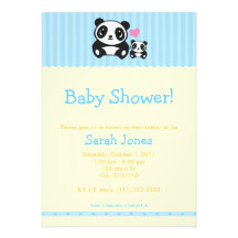 Panda Baby Shower - Blue & Orange Custom Invite