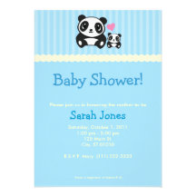 Panda Baby Shower - Blue Personalized Invites