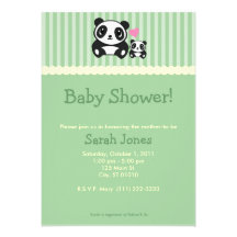 Panda Baby Shower - Green Invitation