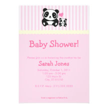 Panda Baby Shower - Pink Invitation