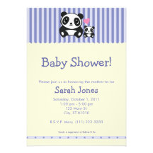 Panda Baby Shower - Purple & Cream Custom Invitation