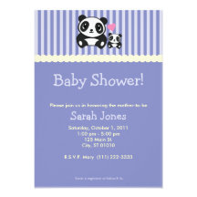 Panda Baby Shower - Purple Custom Announcements