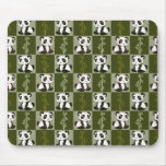 Panda Bamboo Shoot Chequered Pattern Mouse Pad