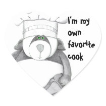Panda Bear Chef Picture Heart Sticker