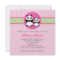 Panda Bear Girl Baby Shower Invitation