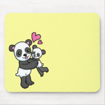 Panda Bear hugging baby bear Mouse Pad