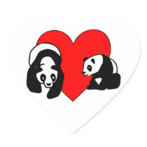 Panda Bear Love Heart Stickers