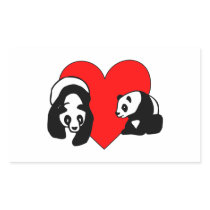 Panda Bear Love Rectangle Stickers