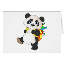 Panda Bear with backpack Cards