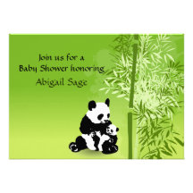 Panda Bears and Bamboo Baby Shower Invitation