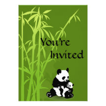 Panda Bears and Bamboo Baby Shower Invitation