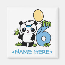 Panda Boy 6th  Birthday Fridge Magnets