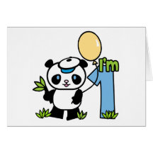 Panda Boy First Birthday Invitations Greeting Card