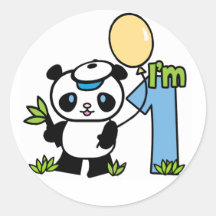 Panda Boy First Birthday Stickers