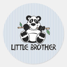 Panda Boy Little Brother Round Stickers