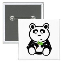 Panda cartoon pinback button