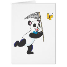 Panda Chasing Butterfly Greeting Card