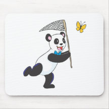 Panda Chasing Butterfly Mouse Pads