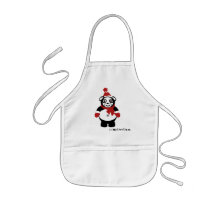 panda claus in the kitchen aprons