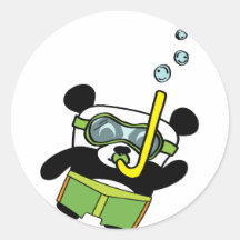 Panda de garçon dans le maillot de bain Snorkling Autocollants