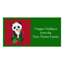 Panda de Noël Modèle Pour Photocarte