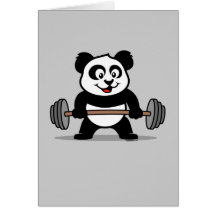 Panda d'haltérophilie cartes de vœux