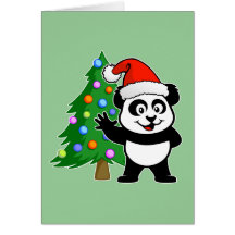 Panda du père noël cartes de vœux