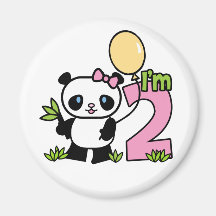 Panda Girl 2nd Birthday Magnets