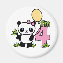 Panda Girl 4th Birthday Fridge Magnet