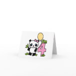 Panda Girl 4th Birthday Invitations cards