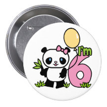 Panda Girl 6th Birthday Pins