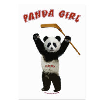 Panda Girl Hockey Bear Business Card Templates