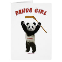 Panda Girl Hockey Bear Greeting Card