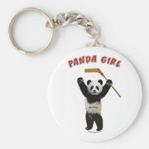 Panda Girl Hockey Bear Keychains