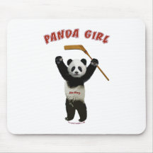Panda Girl Hockey Bear Mousepads