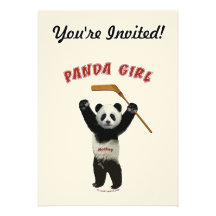 Panda Girl Hockey Bear Personalized Invitation
