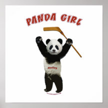 Panda Girl Hockey Bear Poster