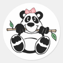 Panda Girl Round Stickers