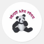 Panda hug round stickers