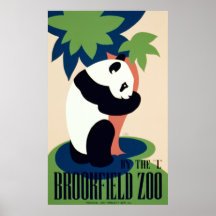 Panda Hugging Tree Vintage Canvas Print 22x36