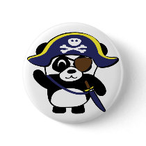 Panda in Navy Blue Pirate Costume Buttons