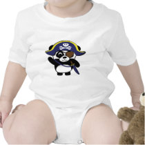 Panda in Navy Blue Pirate Costume T-shirt