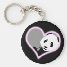 panda love. neon light. key chains