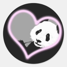 panda love. neon light. sticker